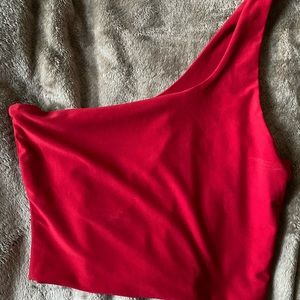 One strap red crop top
